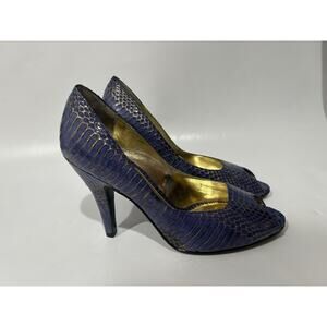 nina heels Size 7 US Snakes Leather Blue/gold